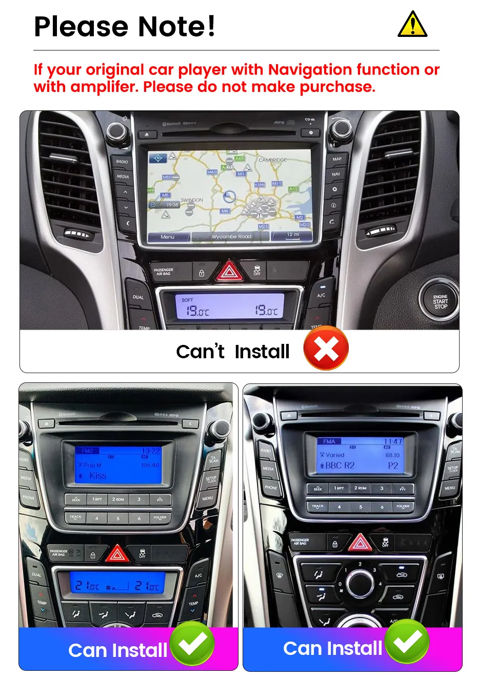 9" Hyundai i30 11'- 17' Head Unit Upgrade Kit (CarPlay)
