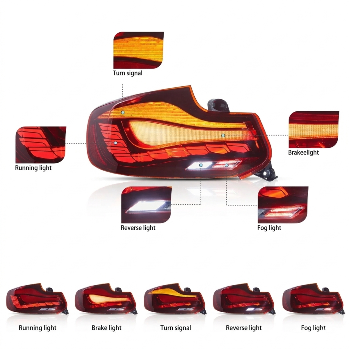 BMW 2 Series 14'-21' (F22 F23) M2 (F87) LED Tail Light Kit